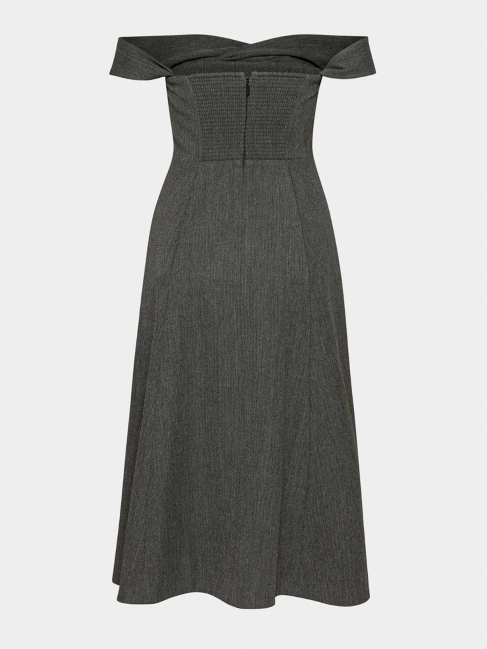 Aritzia Victoire Off-Shoulder Charcoal A-Line Dress - Picture 2 of 7